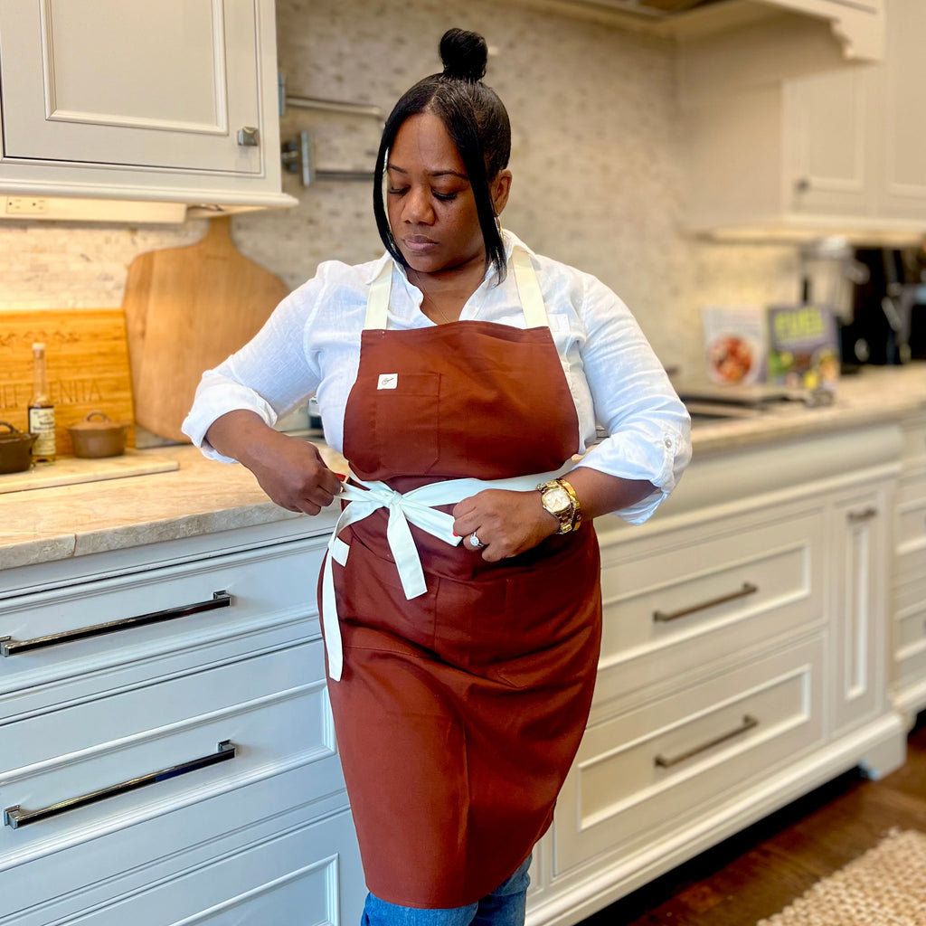 Brown & Cream Apron - CROSS-BACK