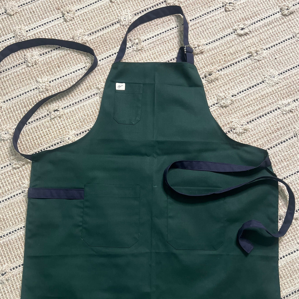 Forest Green & Navy Blue Apron - CLASSIC ADJUSTABLE NECK STRAP