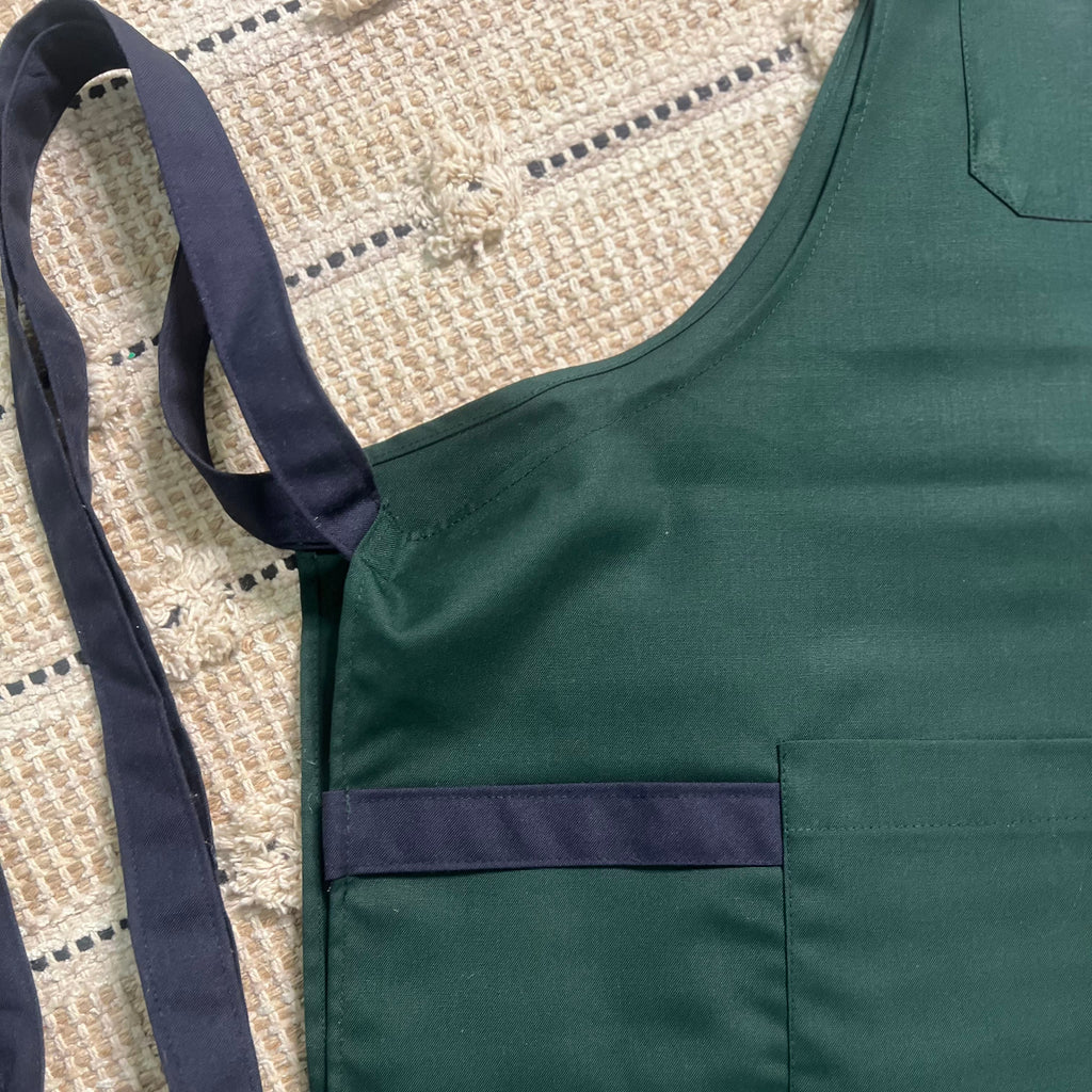 Forest Green & Navy Blue Apron - CLASSIC ADJUSTABLE NECK STRAP