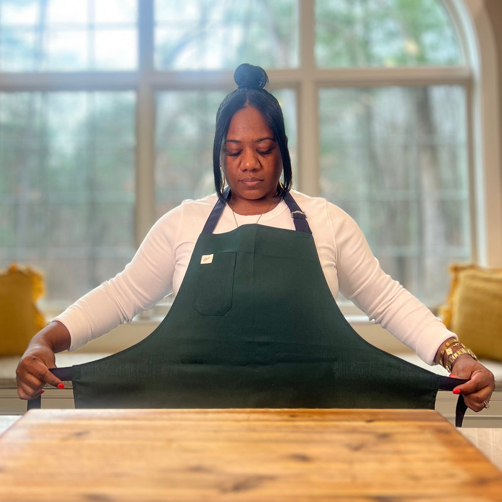 Forest Green & Navy Blue Apron - CLASSIC ADJUSTABLE NECK STRAP