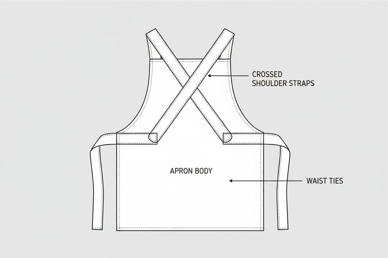 diagram of the back of a cross back apron