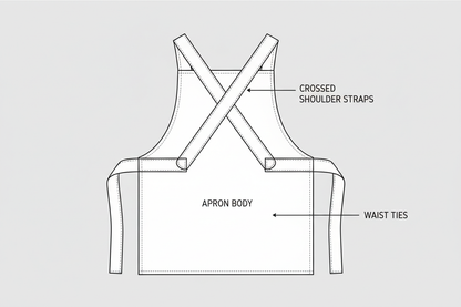 diagram of the back of a cross back apron